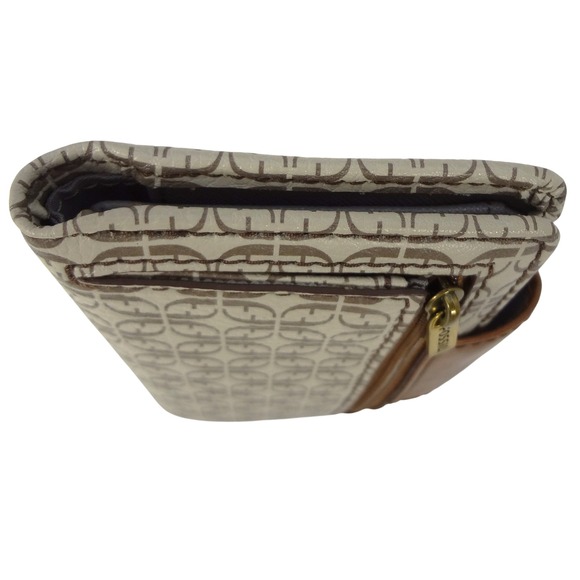 Fossil Felicity Tote Bag Wallet Set Signature Logo Taupe and Tan w Leather Trim - Picture 14 of 16